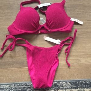 Victoria's Secret Fuchsia Textured Bikini Set